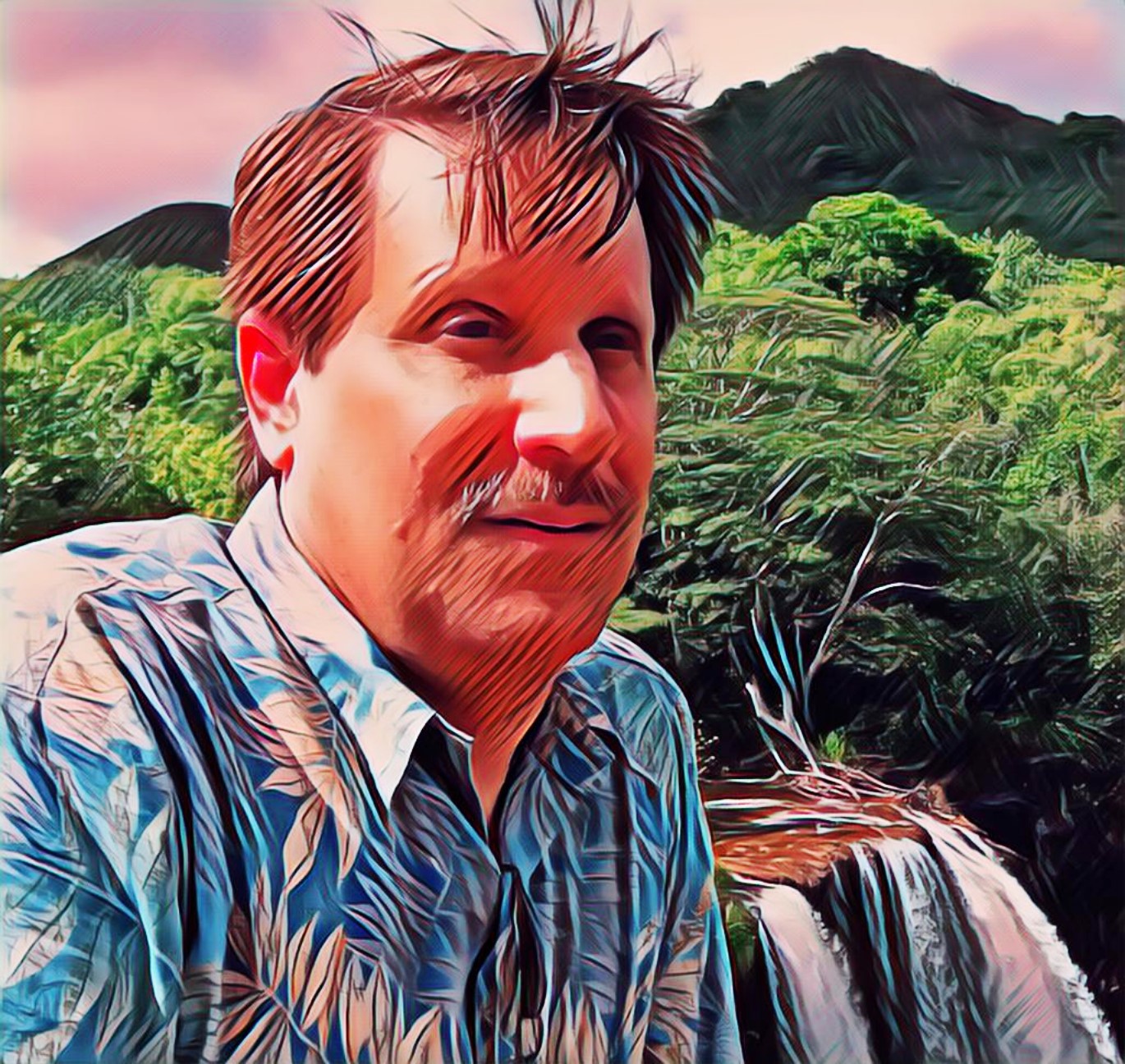 Eric Von Jares outdoors near a waterfall